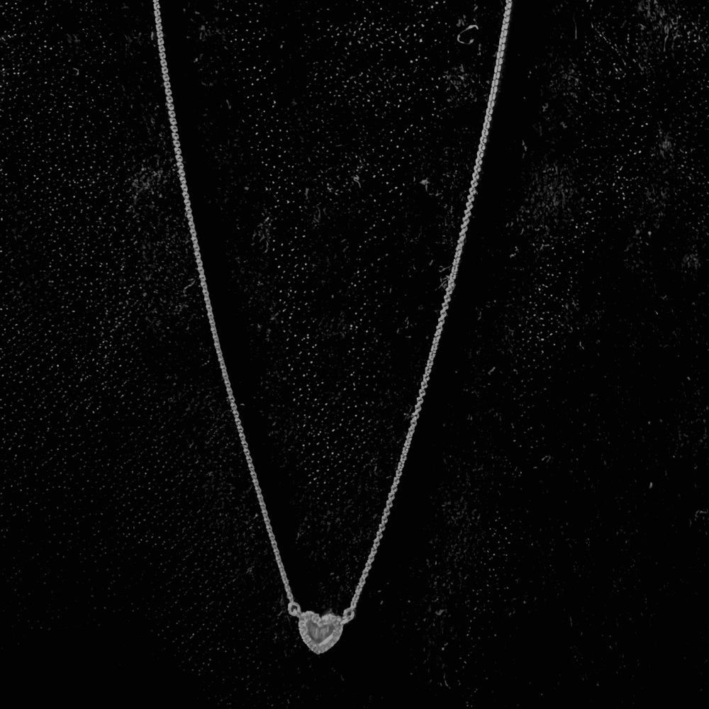 18K White Gold Natural Brazilian Diamond Necklaces (2) Heart & Bezel Set - Picture 4 of 10